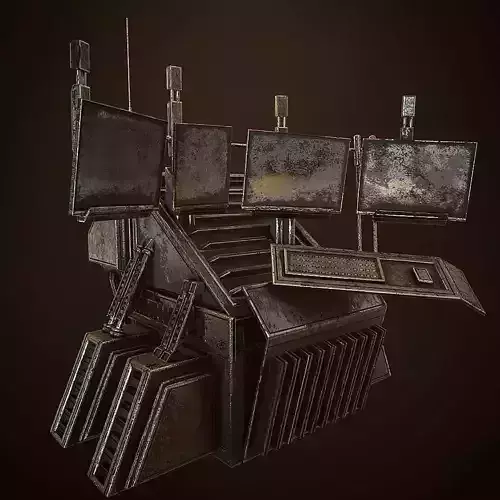 Broken futuristic computer 