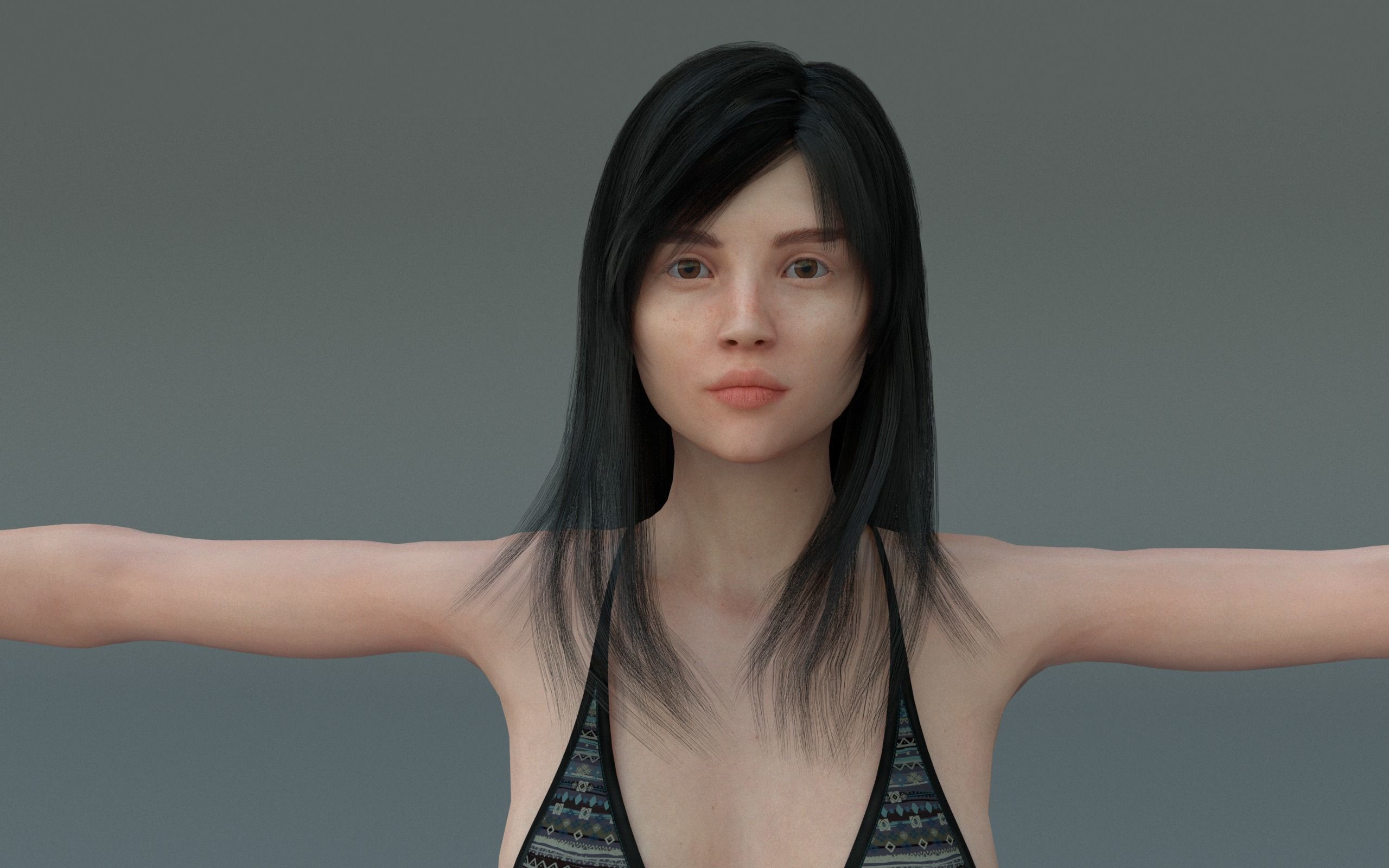 Low poly Female Character Low-poly 3D model_1