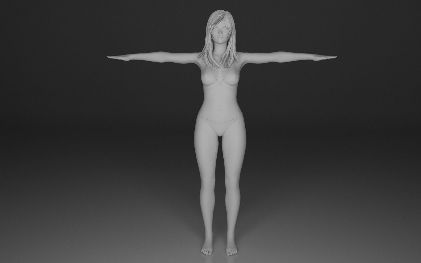 Low poly Female Character Low-poly 3D model_3