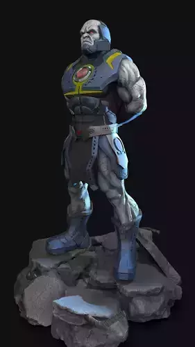 Darkseid armored man on rock 3D print model