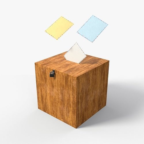Election Vote box with Padlock and Envelope PBR Textures Low-poly 3D model