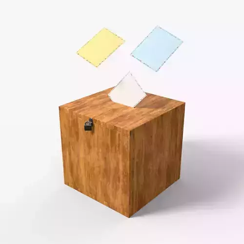 Election Vote box with Padlock and Envelope PBR Textures Low-poly 3D model