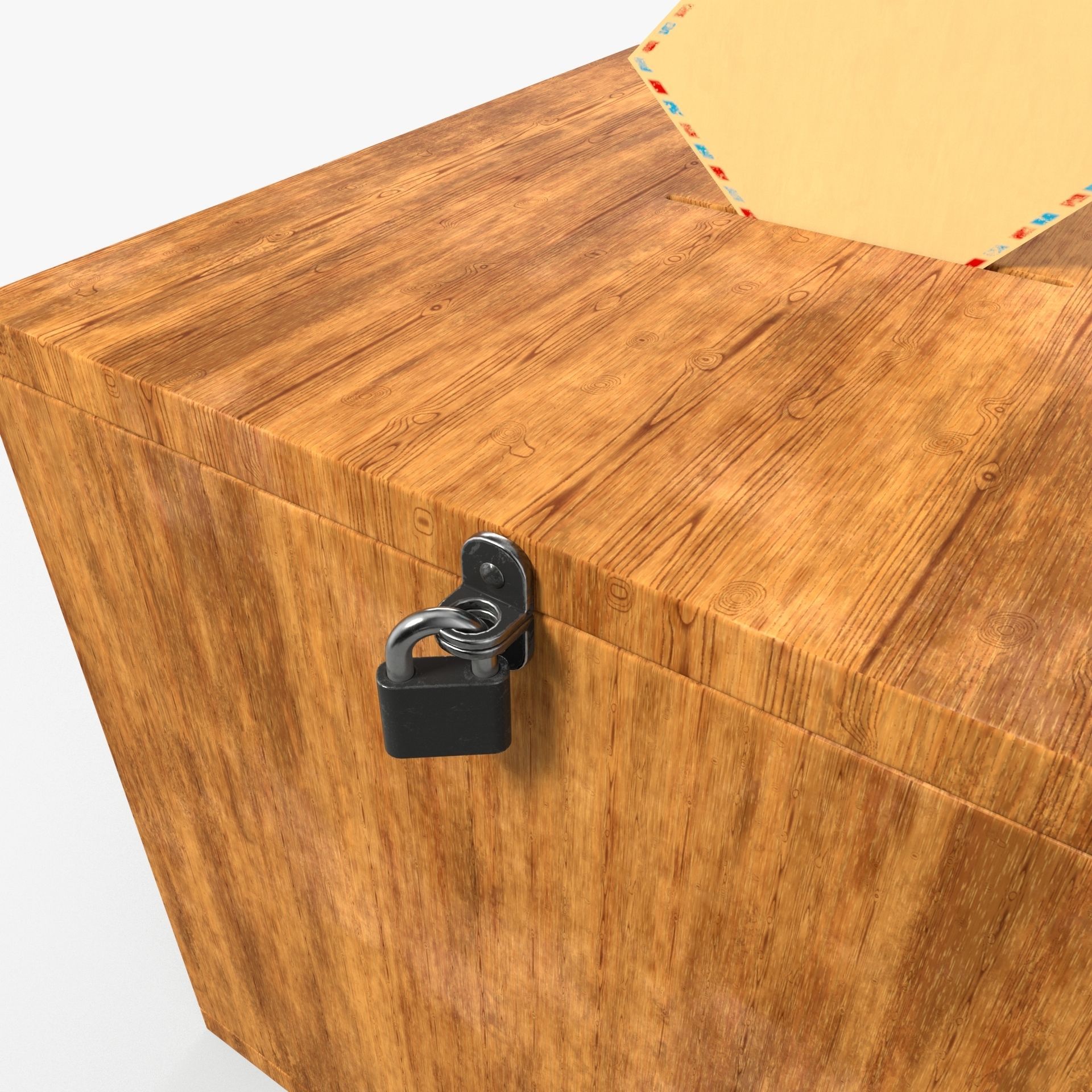 Election Vote box with Padlock and Envelope PBR Textures Low-poly 3D model_9