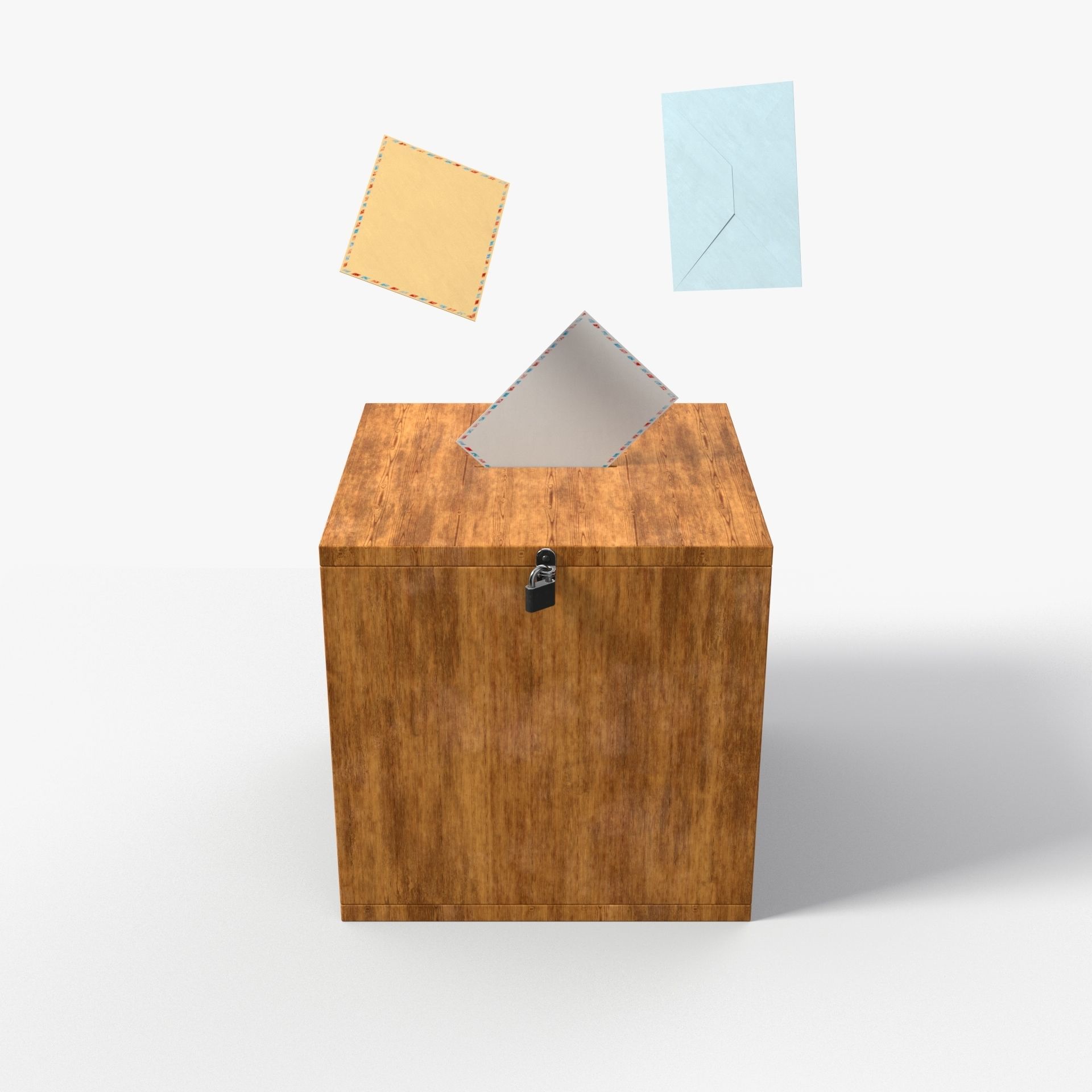 Election Vote box with Padlock and Envelope PBR Textures Low-poly 3D model_5