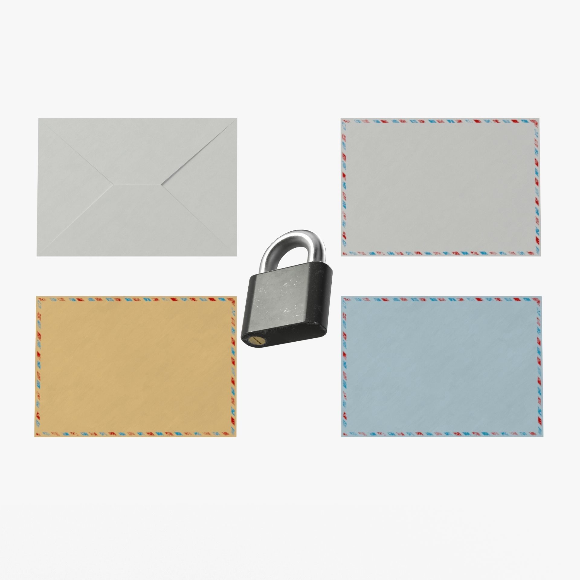 Election Vote box with Padlock and Envelope PBR Textures Low-poly 3D model_11