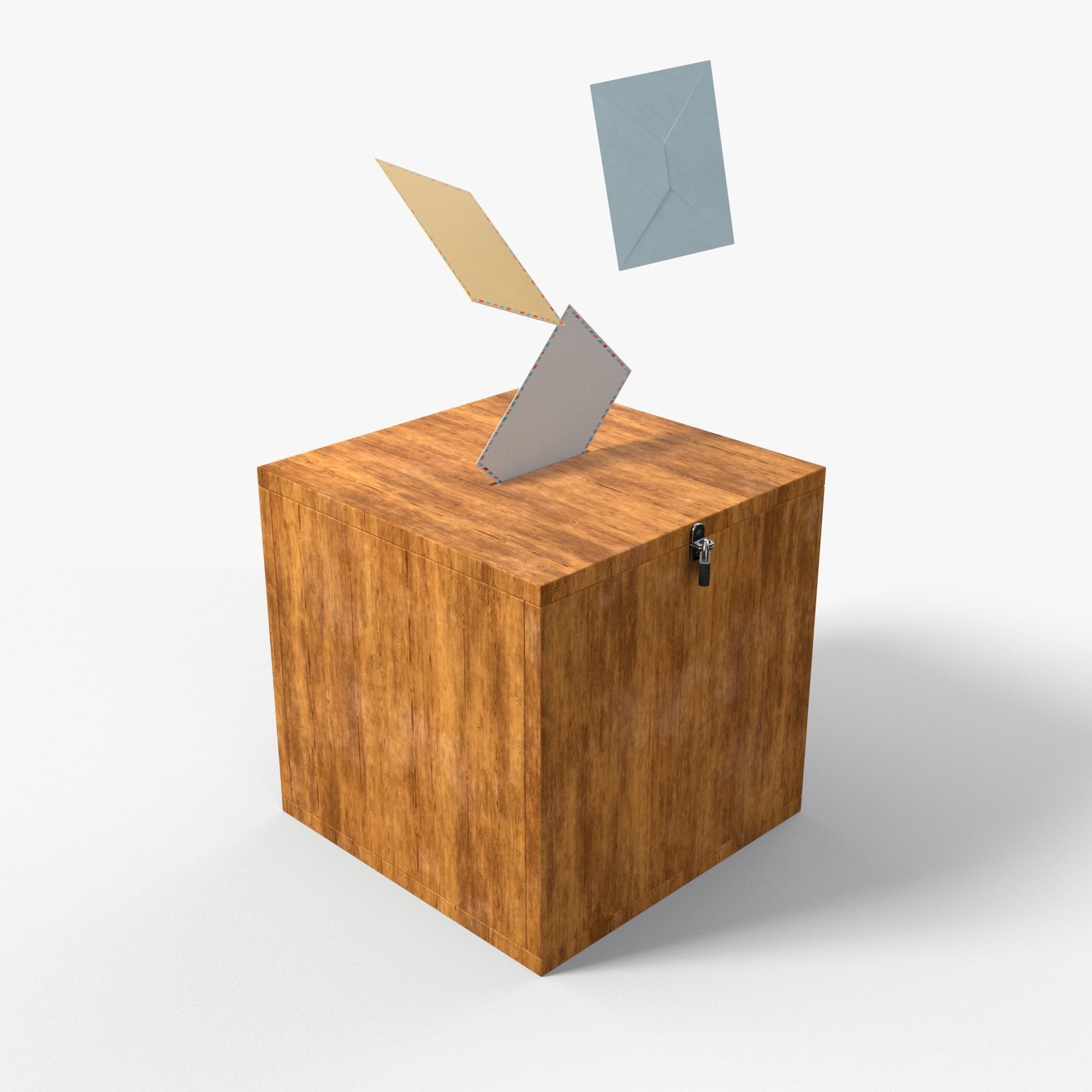Election Vote box with Padlock and Envelope PBR Textures Low-poly 3D model_6