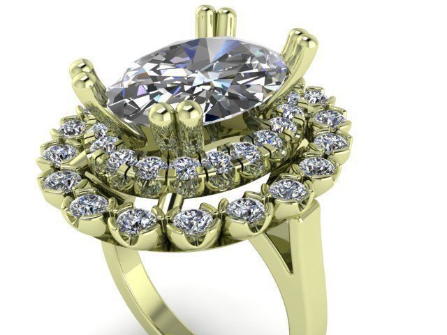 oval halo ring 118 3D print model_2