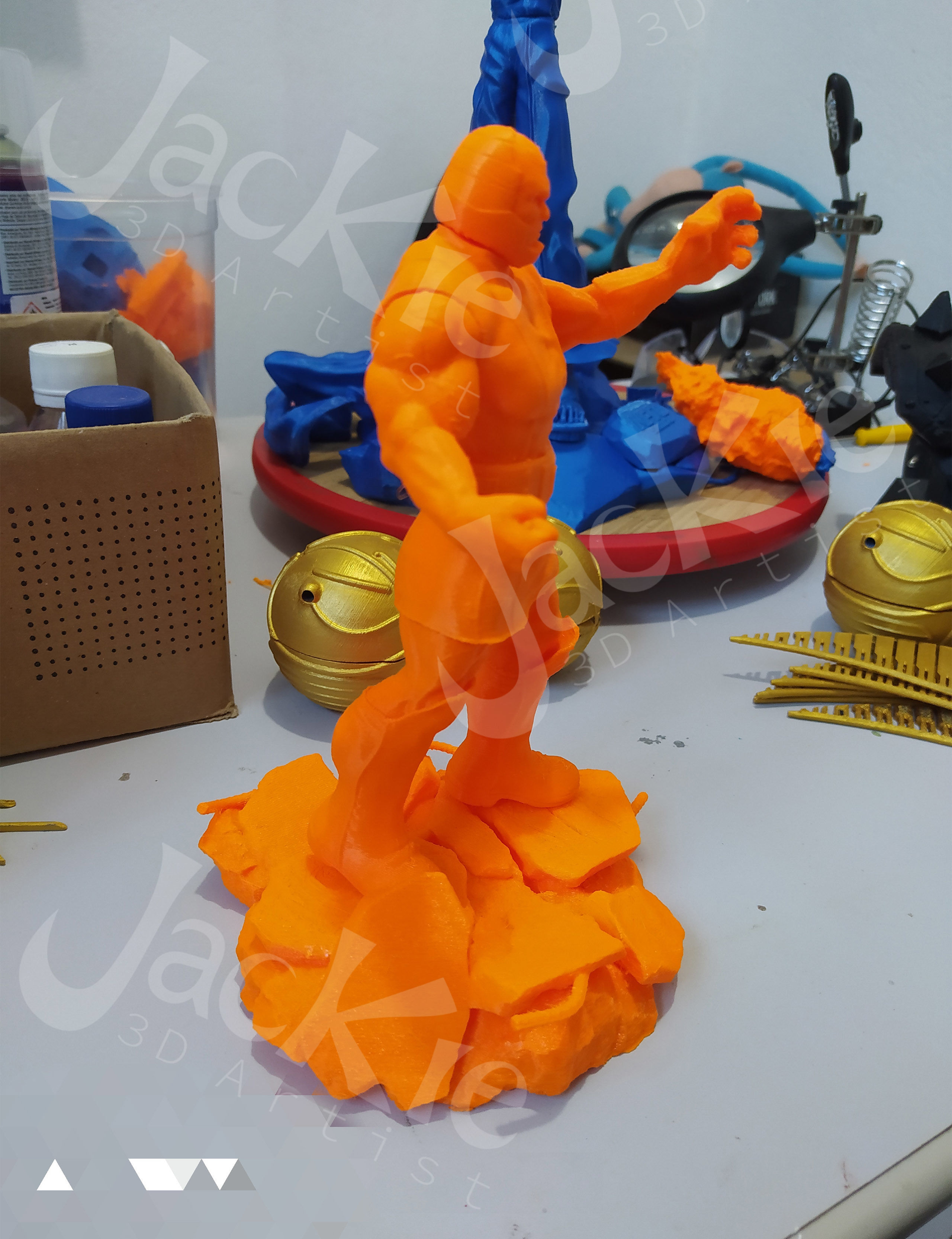 Darkseid statue of man on rock 3D print model_5