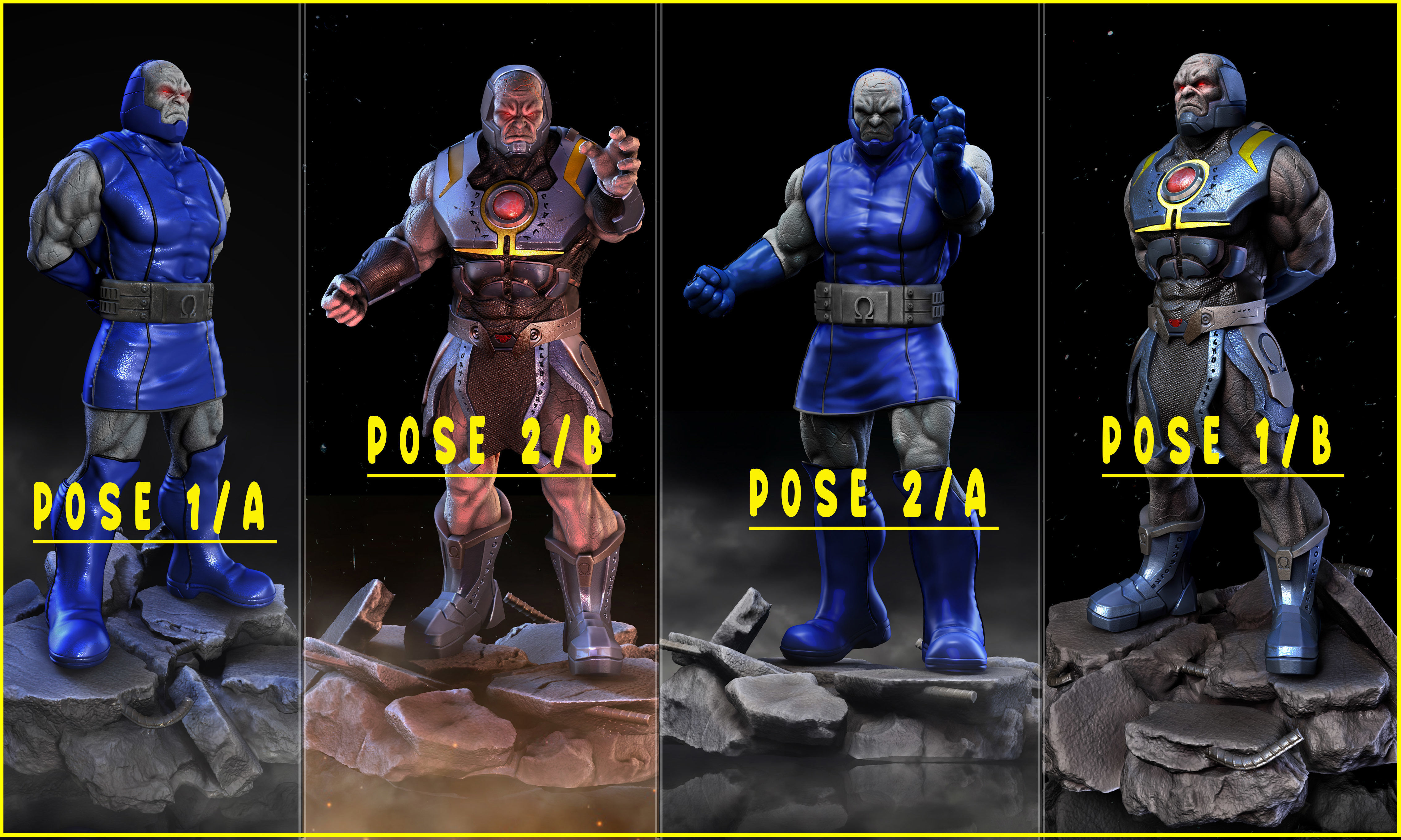 Darkseid statue of man on rock 3D print model_2