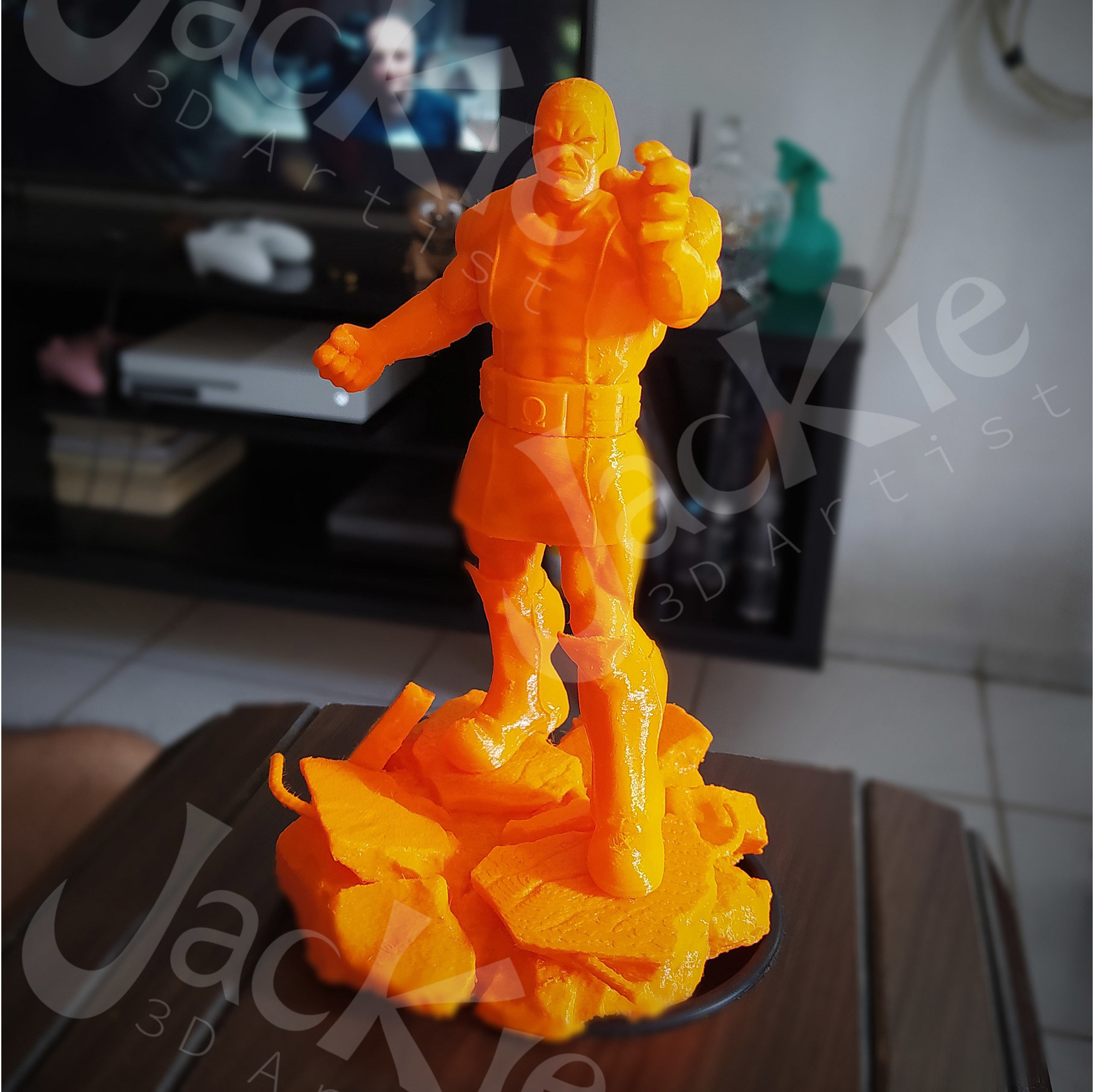 Darkseid statue of man on rock 3D print model_1
