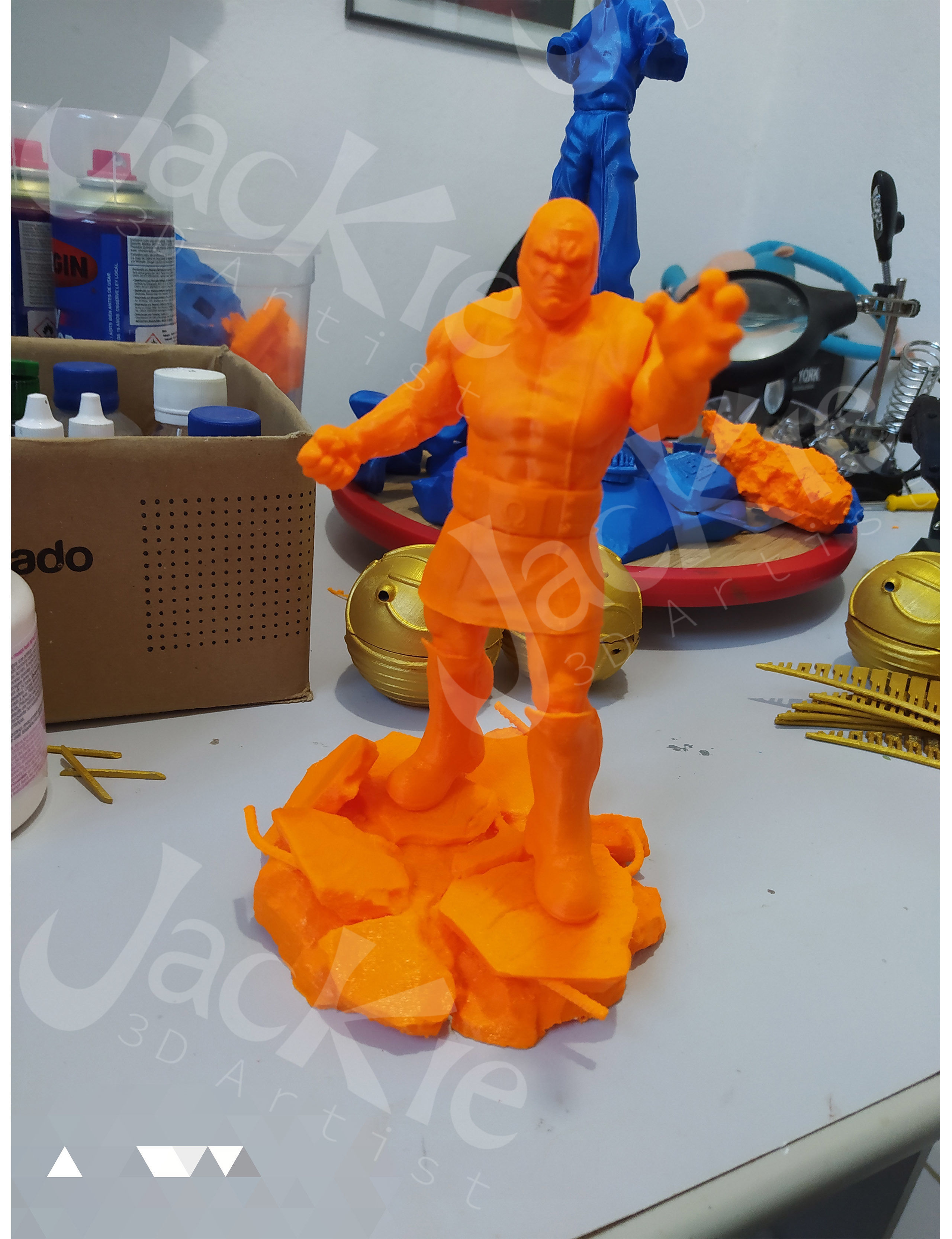Darkseid statue of man on rock 3D print model_4