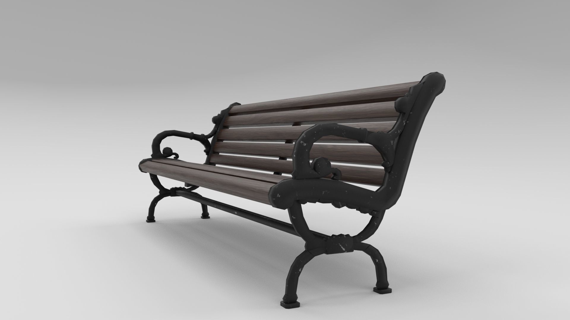 Bench Park Low-poly 3D model_2