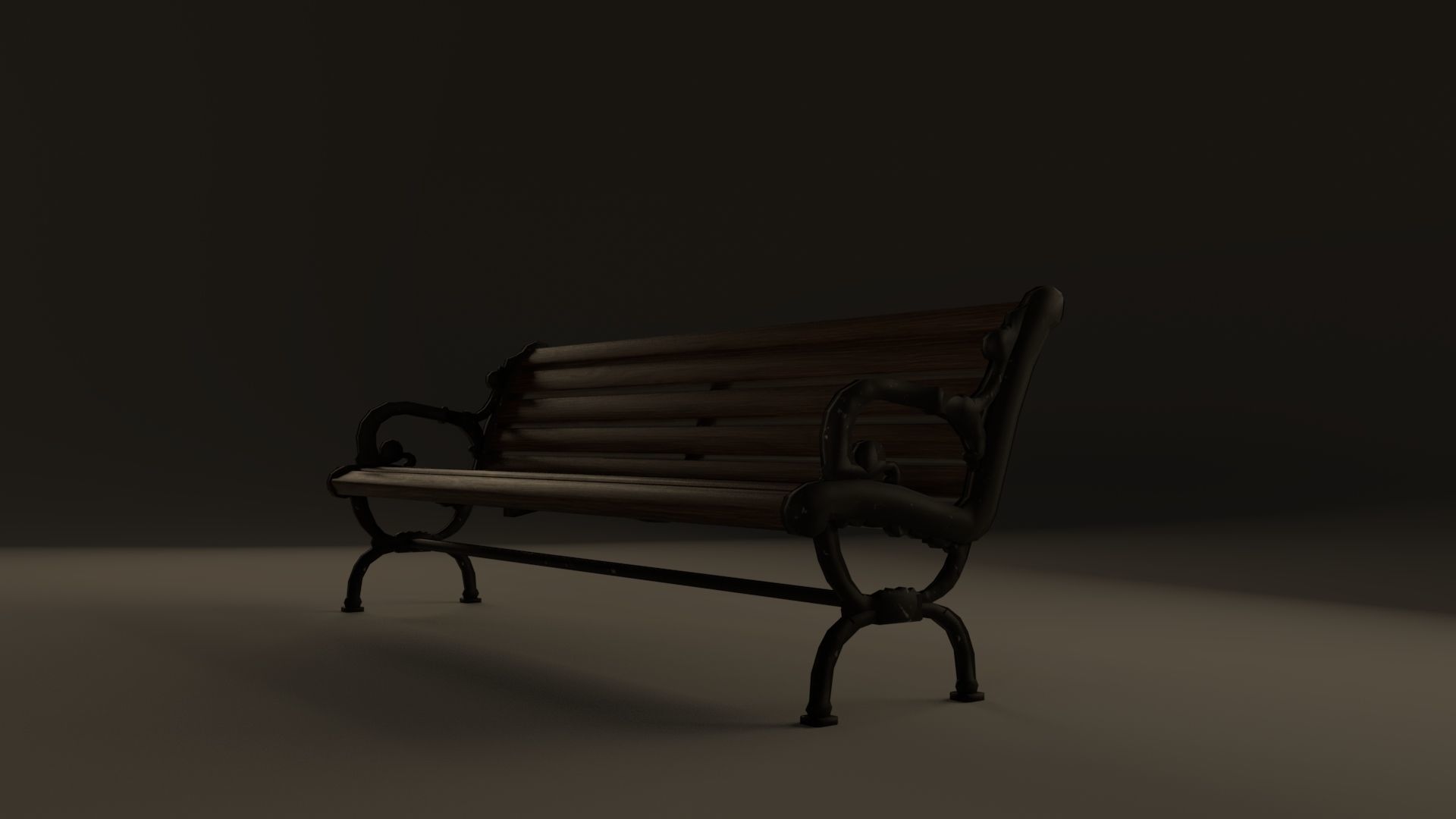 Bench Park Low-poly 3D model_5