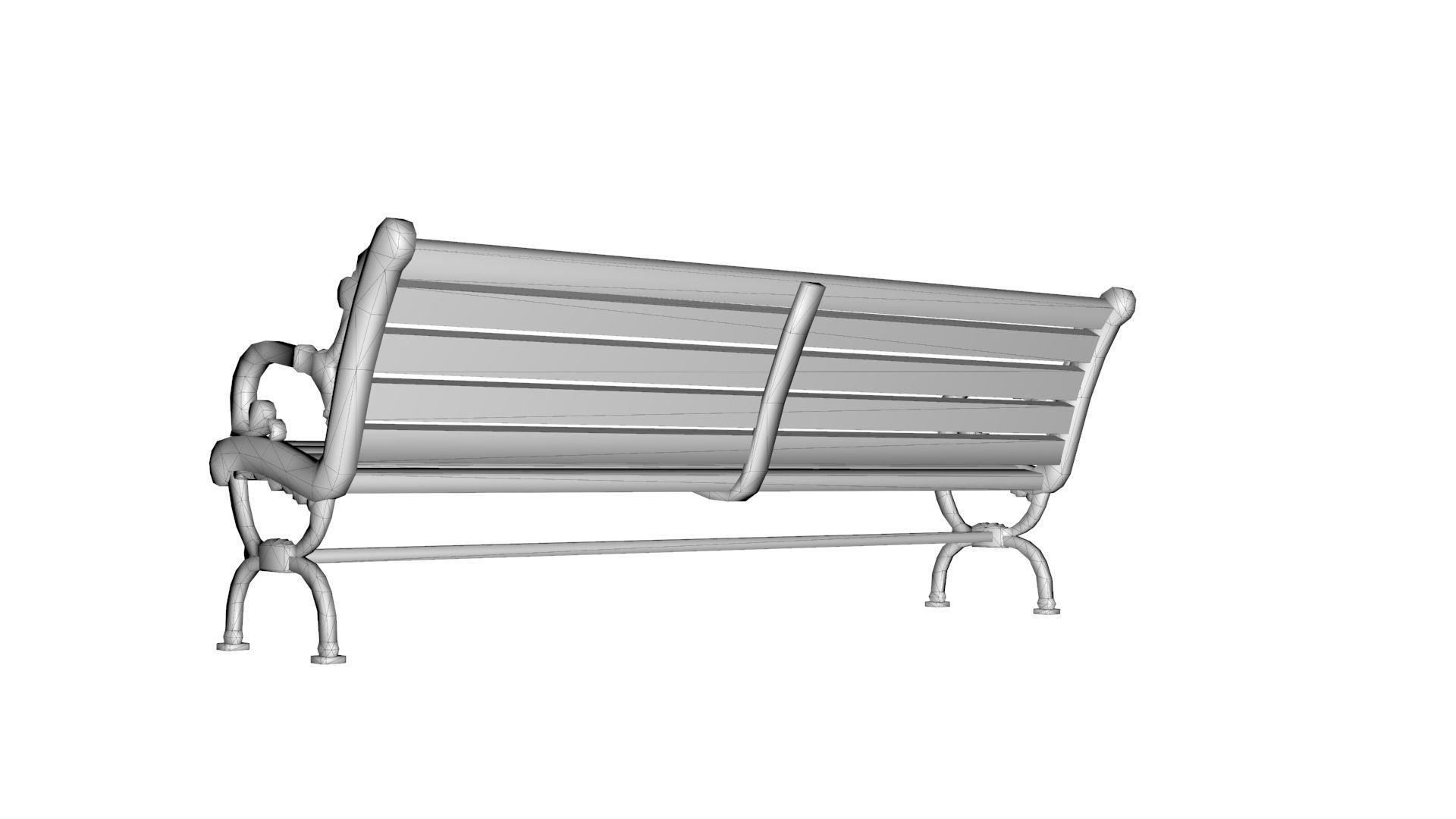 Bench Park Low-poly 3D model_7