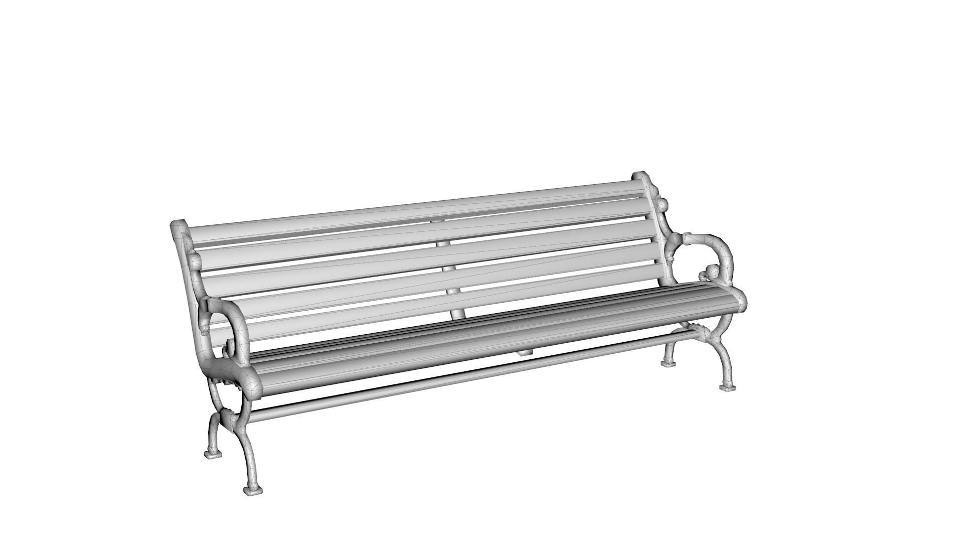 Bench Park Low-poly 3D model_6