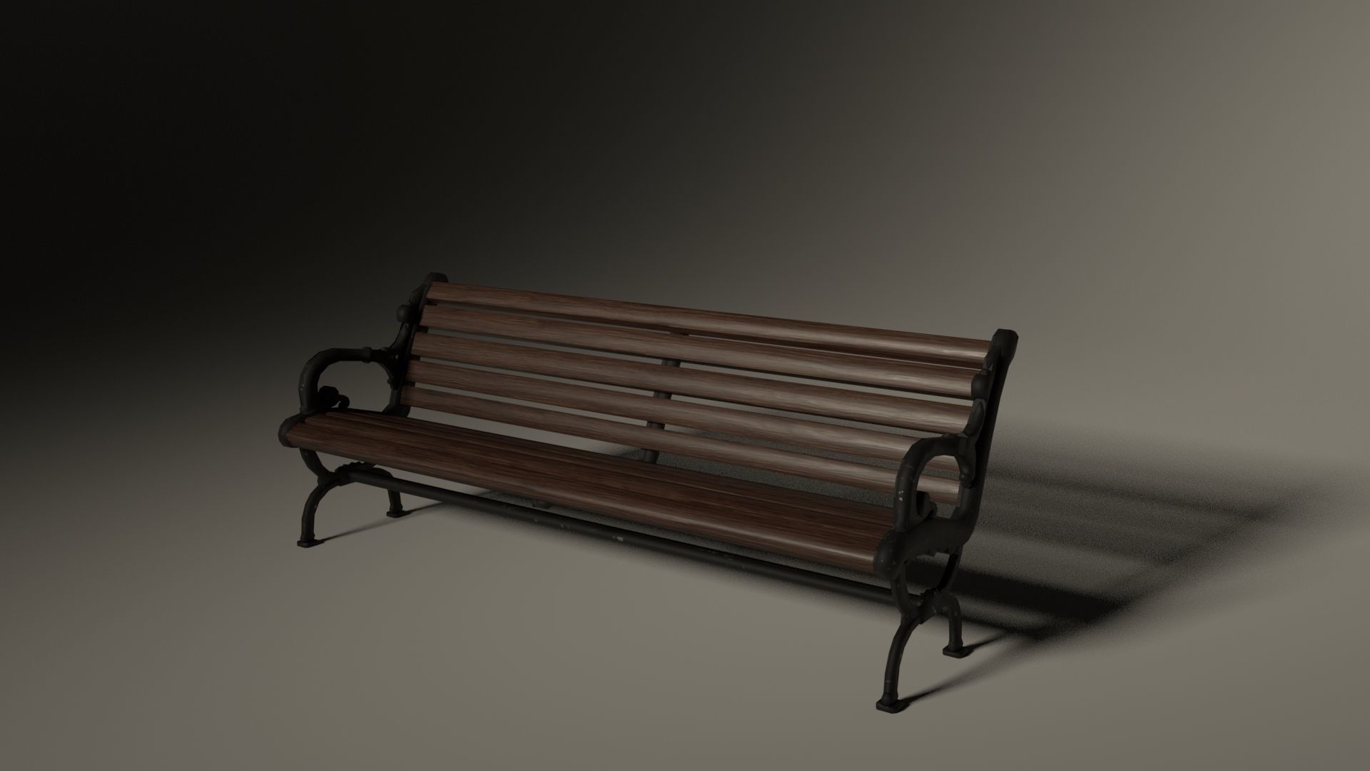 Bench Park Low-poly 3D model_4
