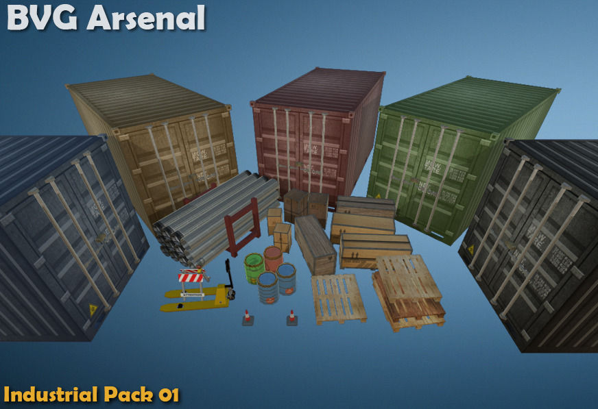 Industrial Package - HQ Low-poly 3D model_1