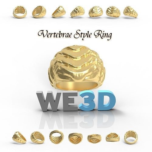 Gold Ring - Vertebrae Style - 3D Printable Gold Cast 3D print model
