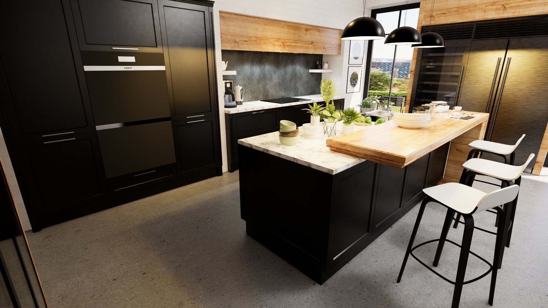 modern kitchen colour scheme Low-poly 3D model_3