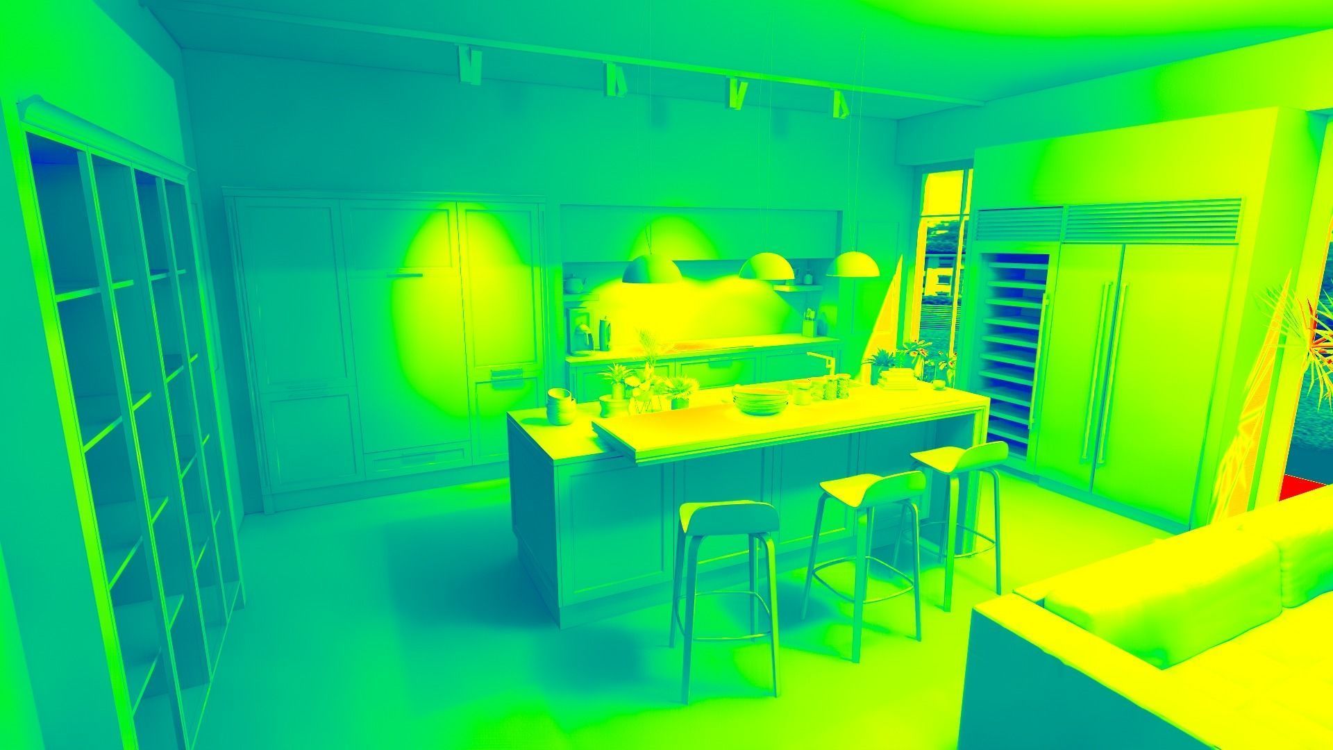 modern kitchen colour scheme Low-poly 3D model_10