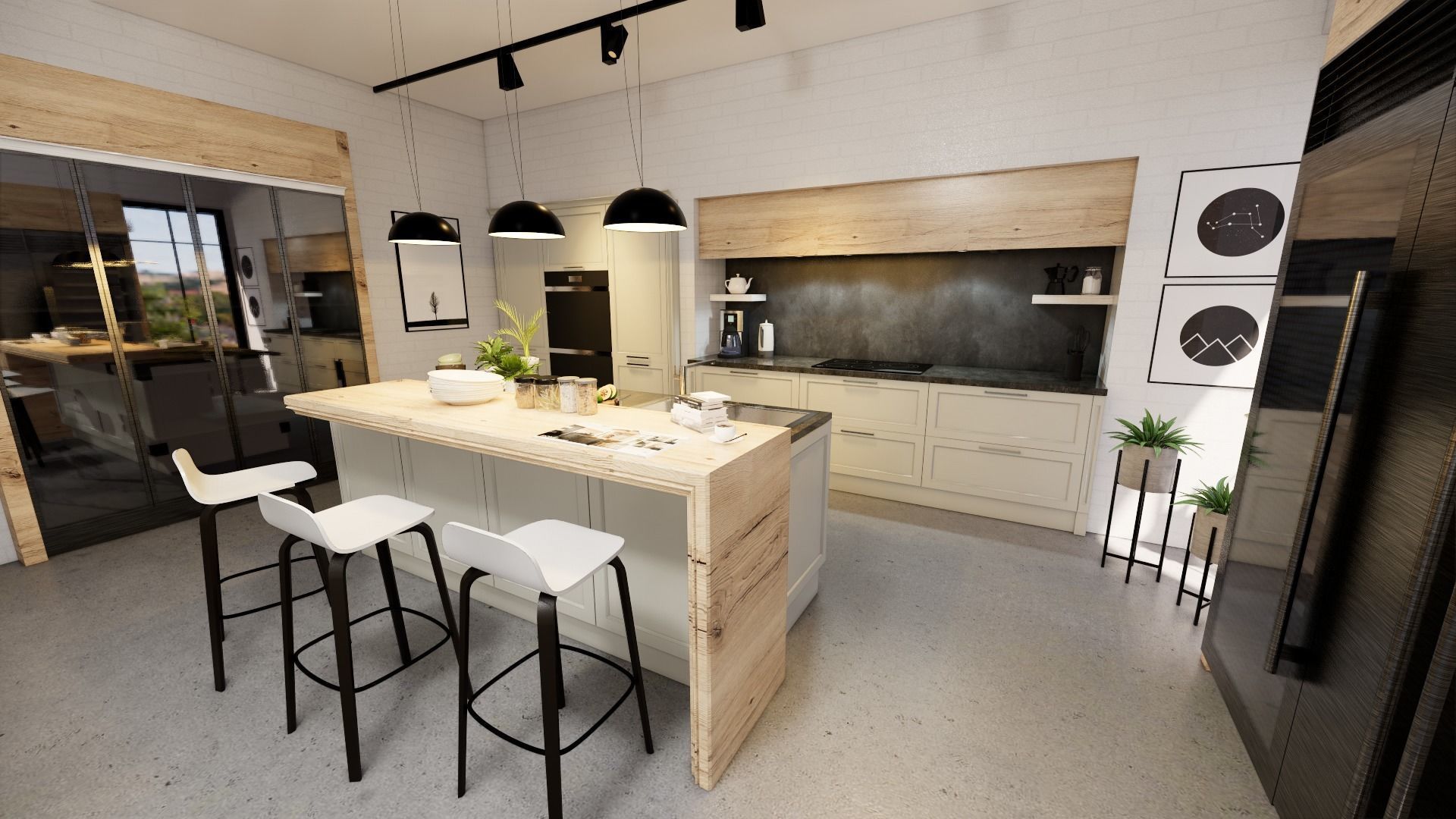 modern kitchen colour scheme Low-poly 3D model_2