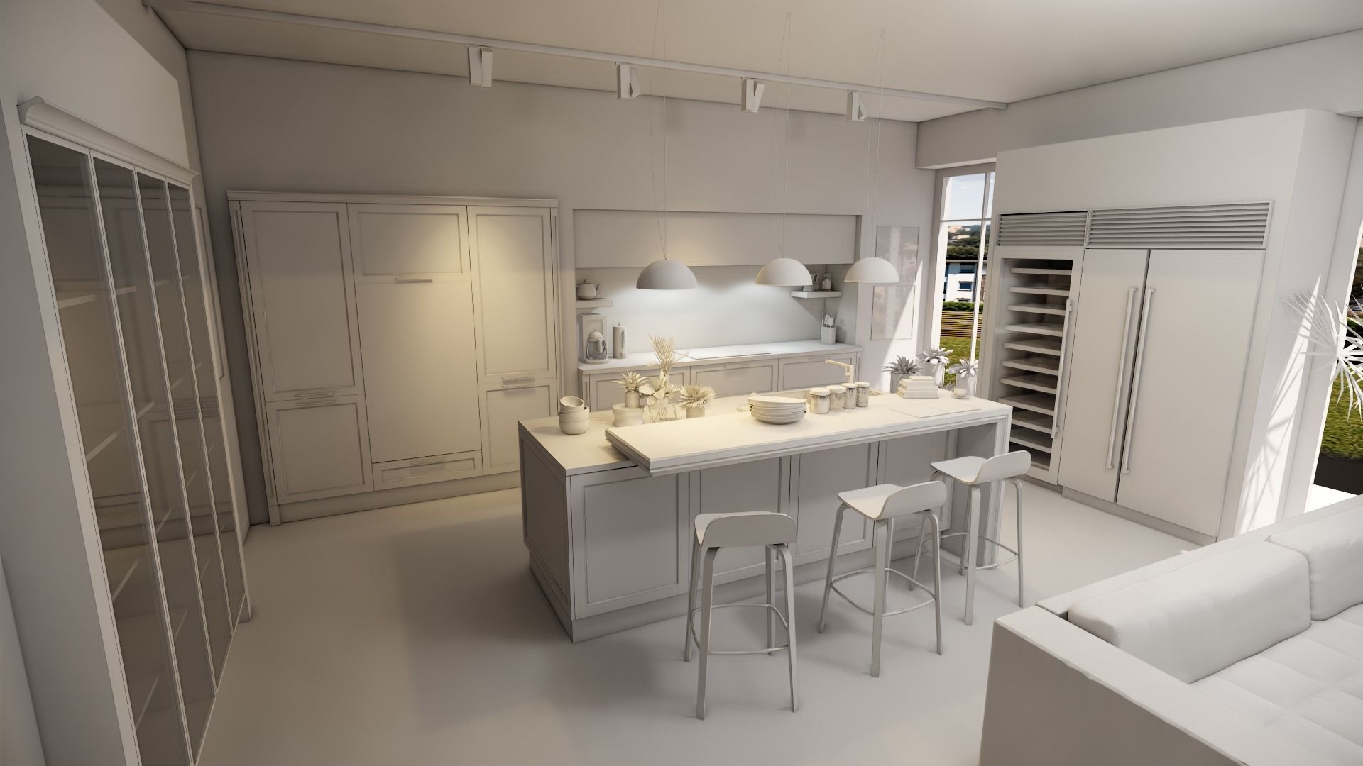 modern kitchen colour scheme Low-poly 3D model_9