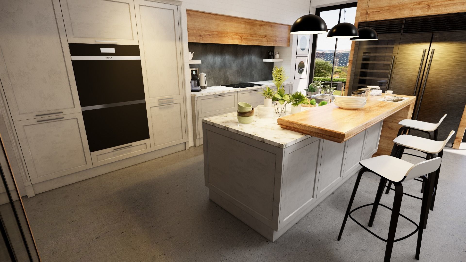 modern kitchen colour scheme Low-poly 3D model_1