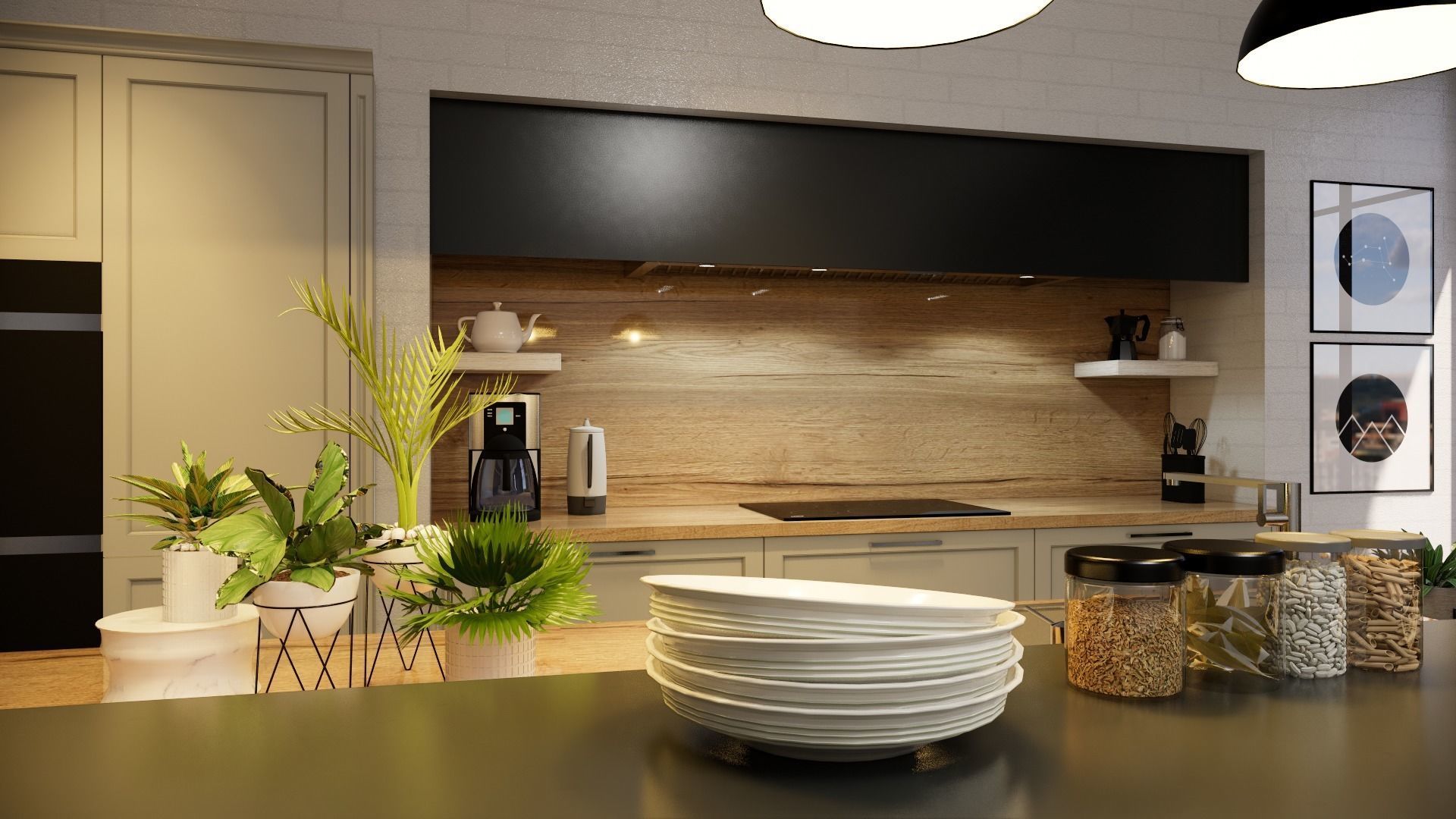 modern kitchen colour scheme Low-poly 3D model_4