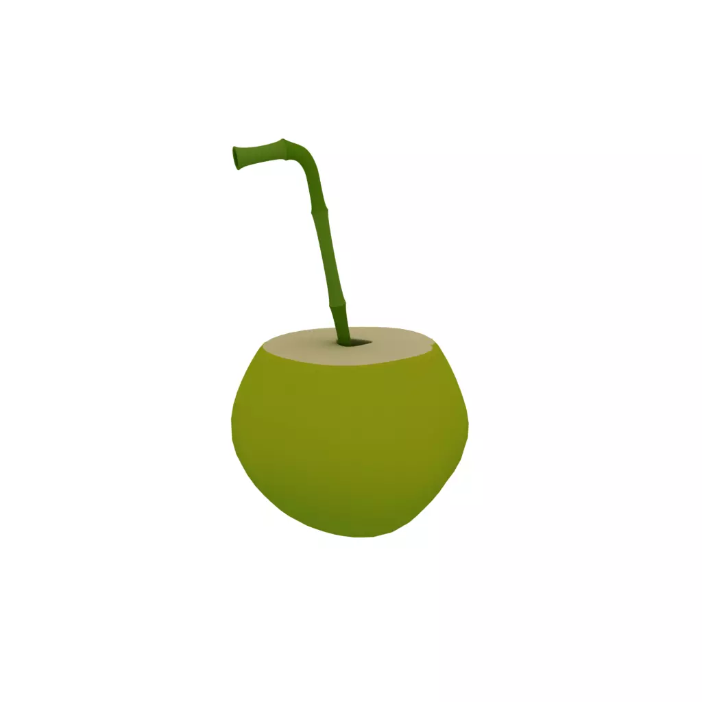 Coconut with straw 3D model_0