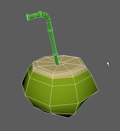 Coconut with straw 3D model_3