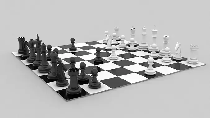 Chess board with pieces