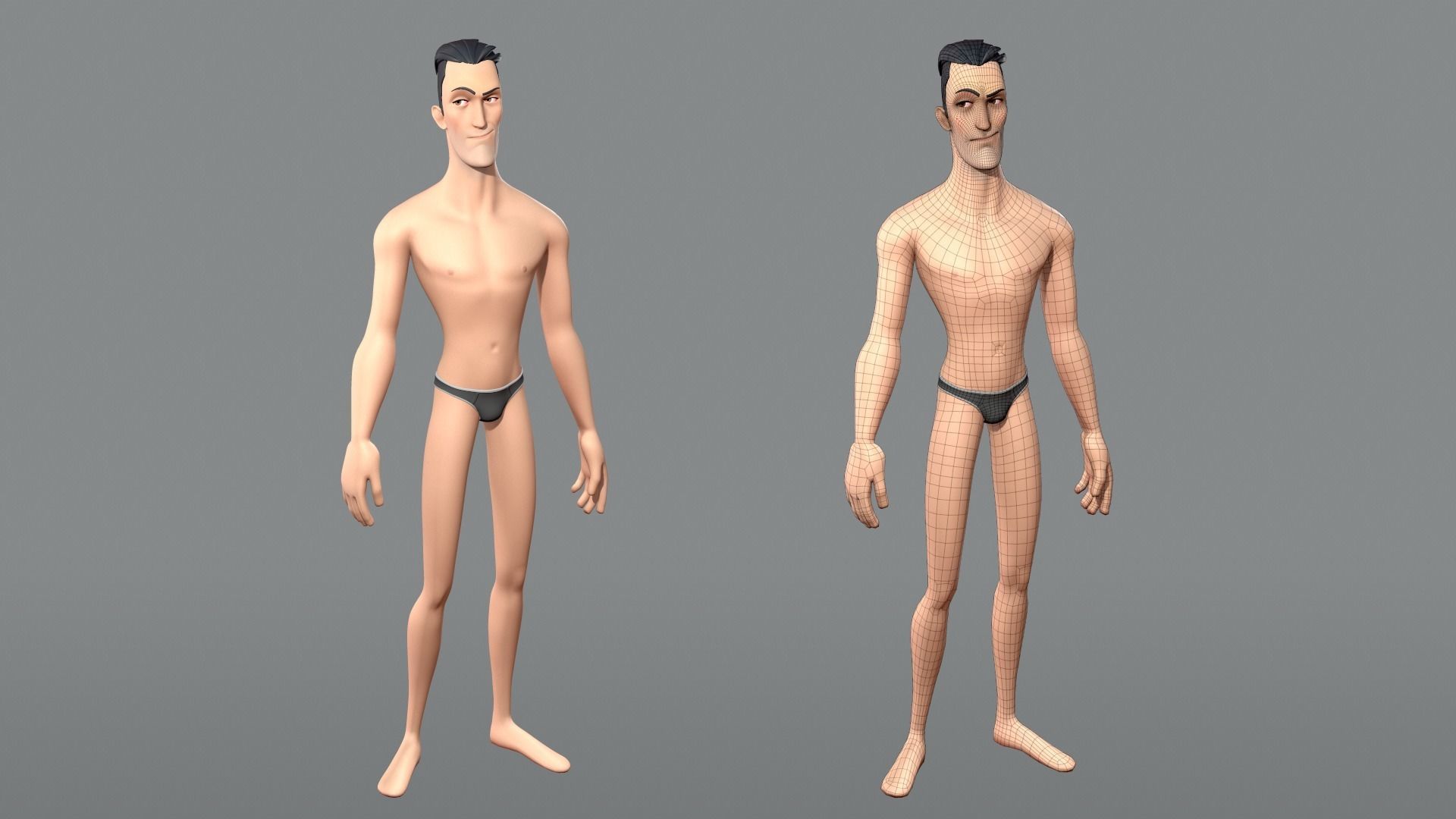 Cartoon male character Edward base mesh Low-poly 3D model_4