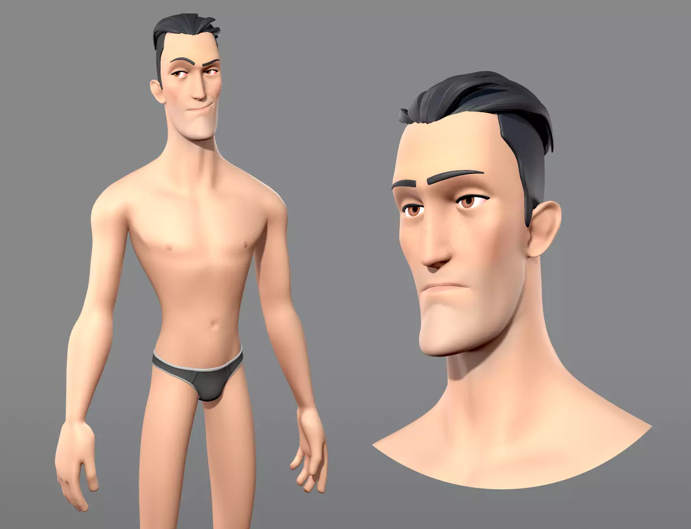 Cartoon male character Edward base mesh Low-poly 3D model_0