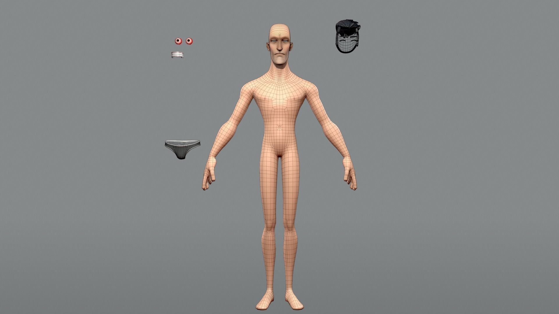 Cartoon male character Edward base mesh Low-poly 3D model_8