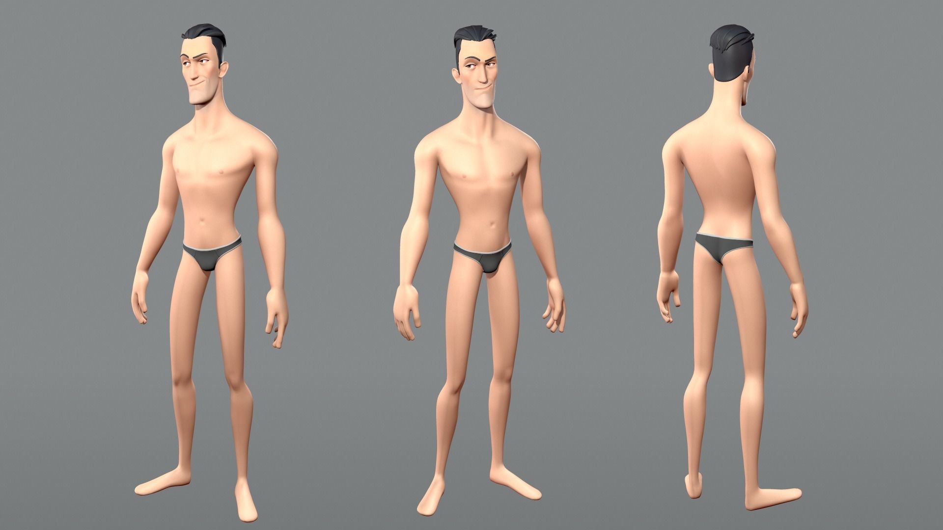 Cartoon male character Edward base mesh Low-poly 3D model_3