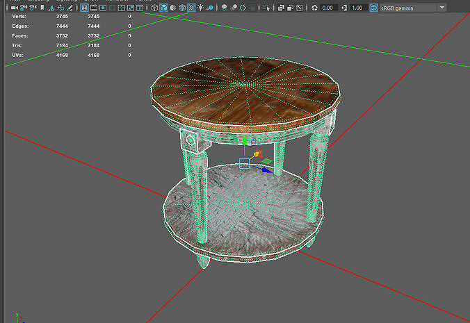 PBR Old End Table Low-poly 3D model
