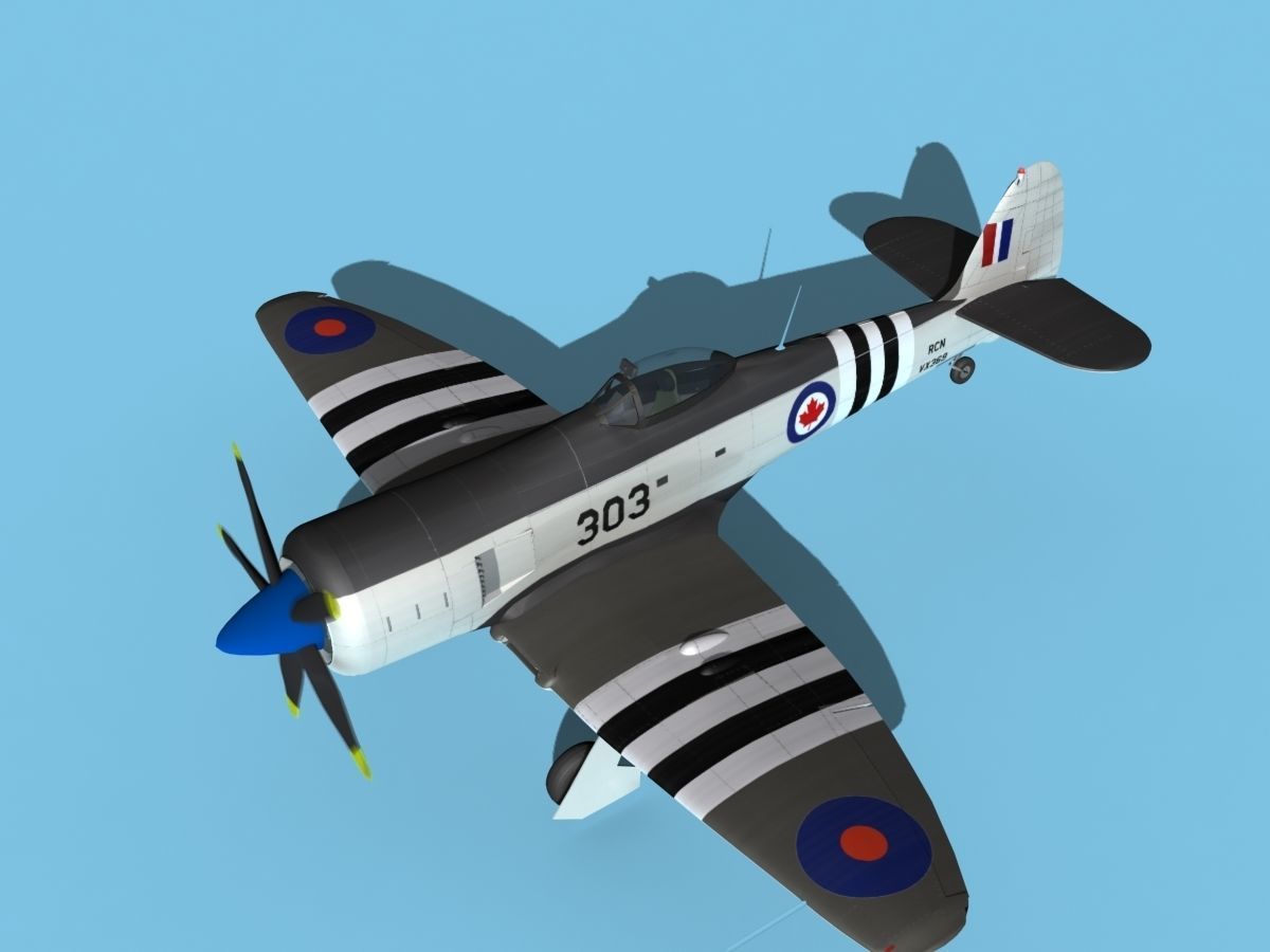 Hawker Sea Fury V14 RCAF 3D model_10