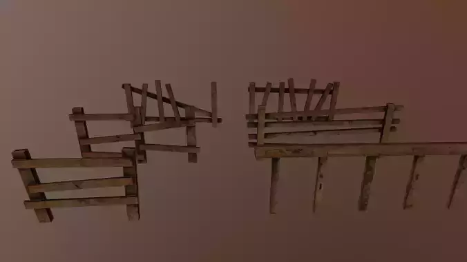 Wooden fence low-poly
