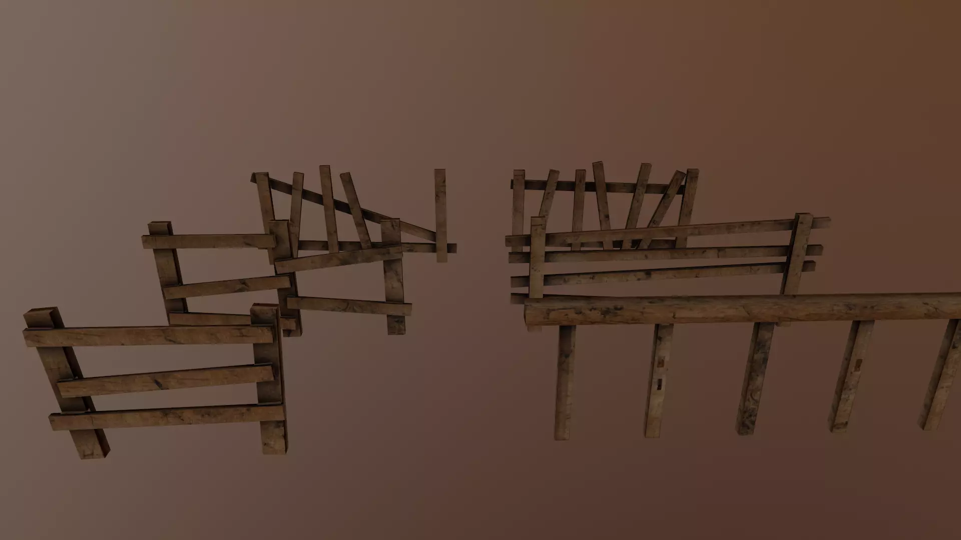 Wooden fence low-poly Low-poly 3D model_0