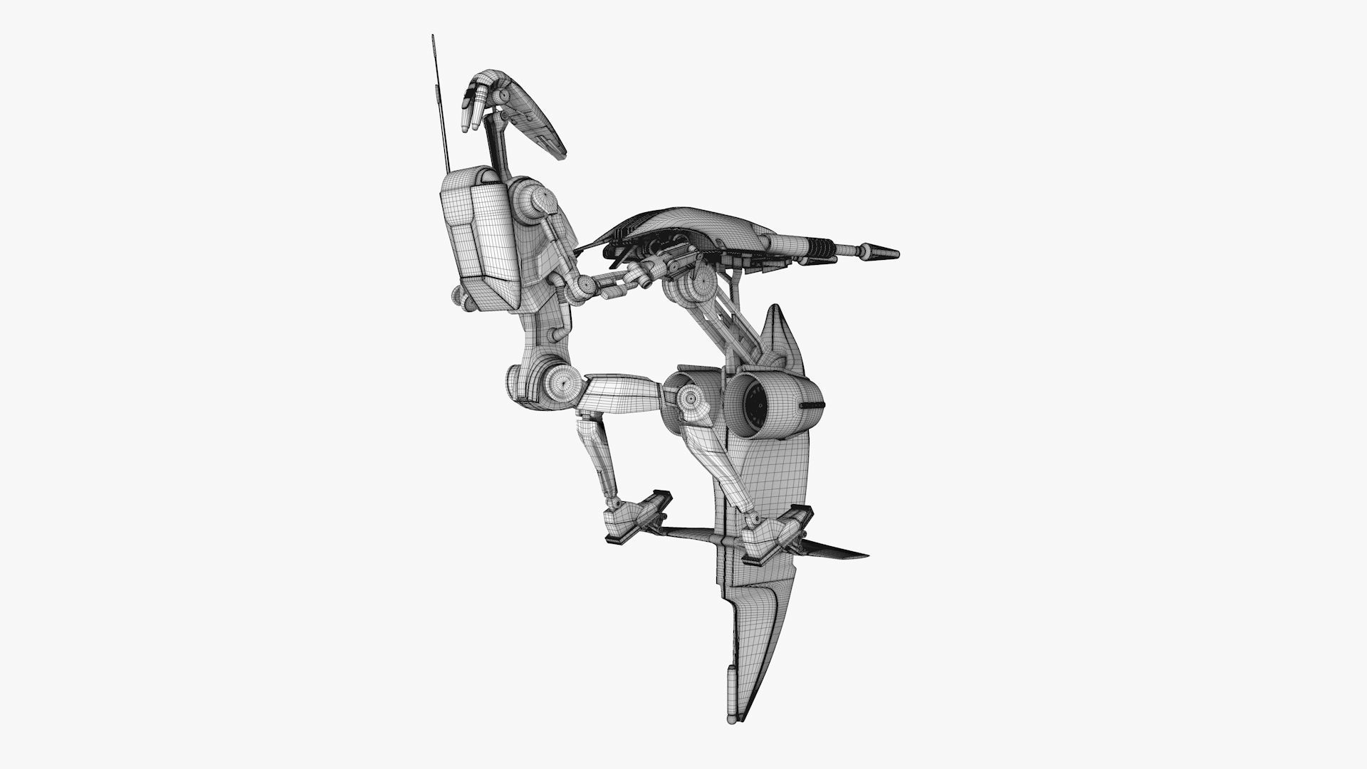 Star Wars - Battle Droid with STAP 3D model_11