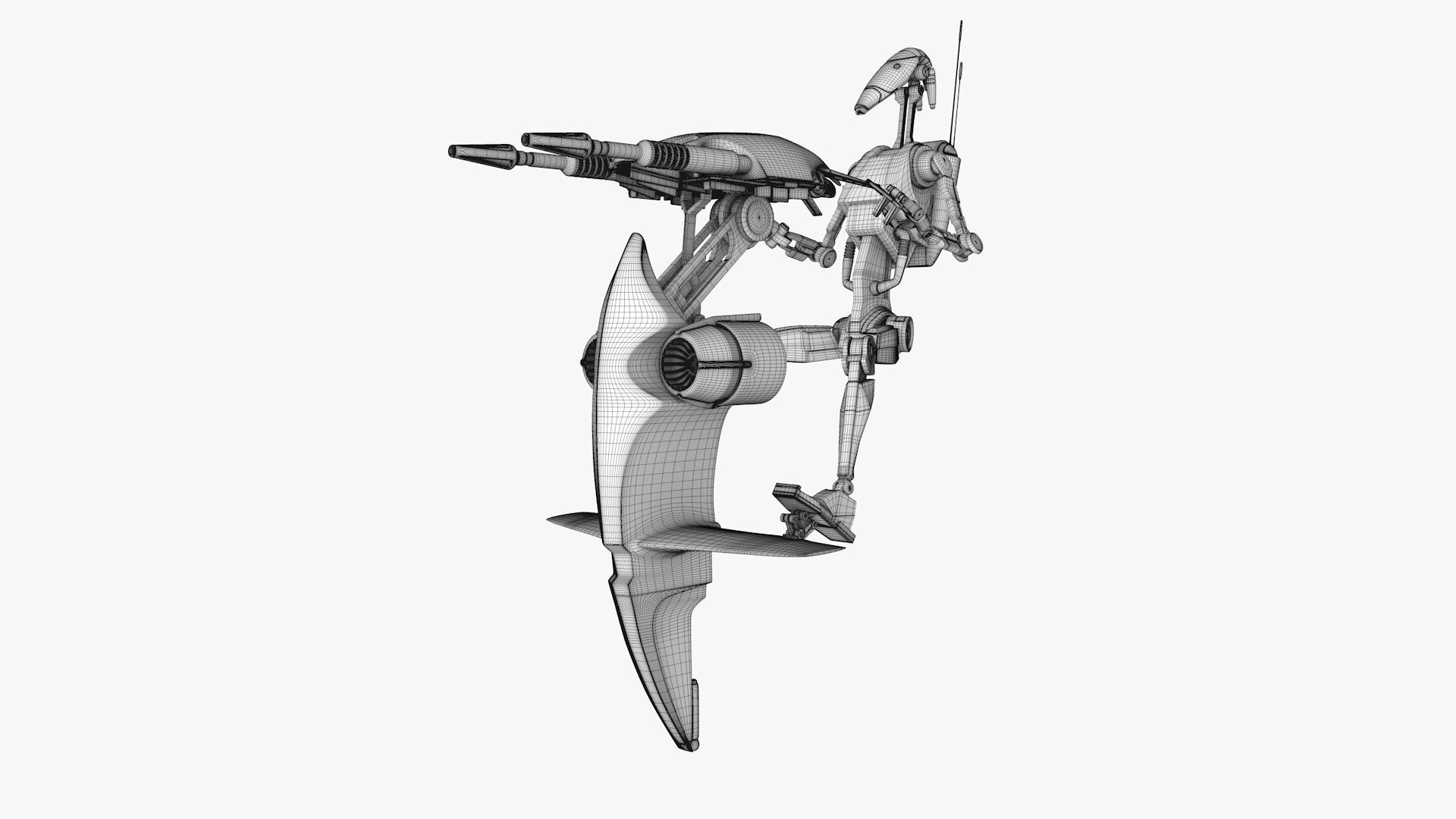 Star Wars - Battle Droid with STAP 3D model_10