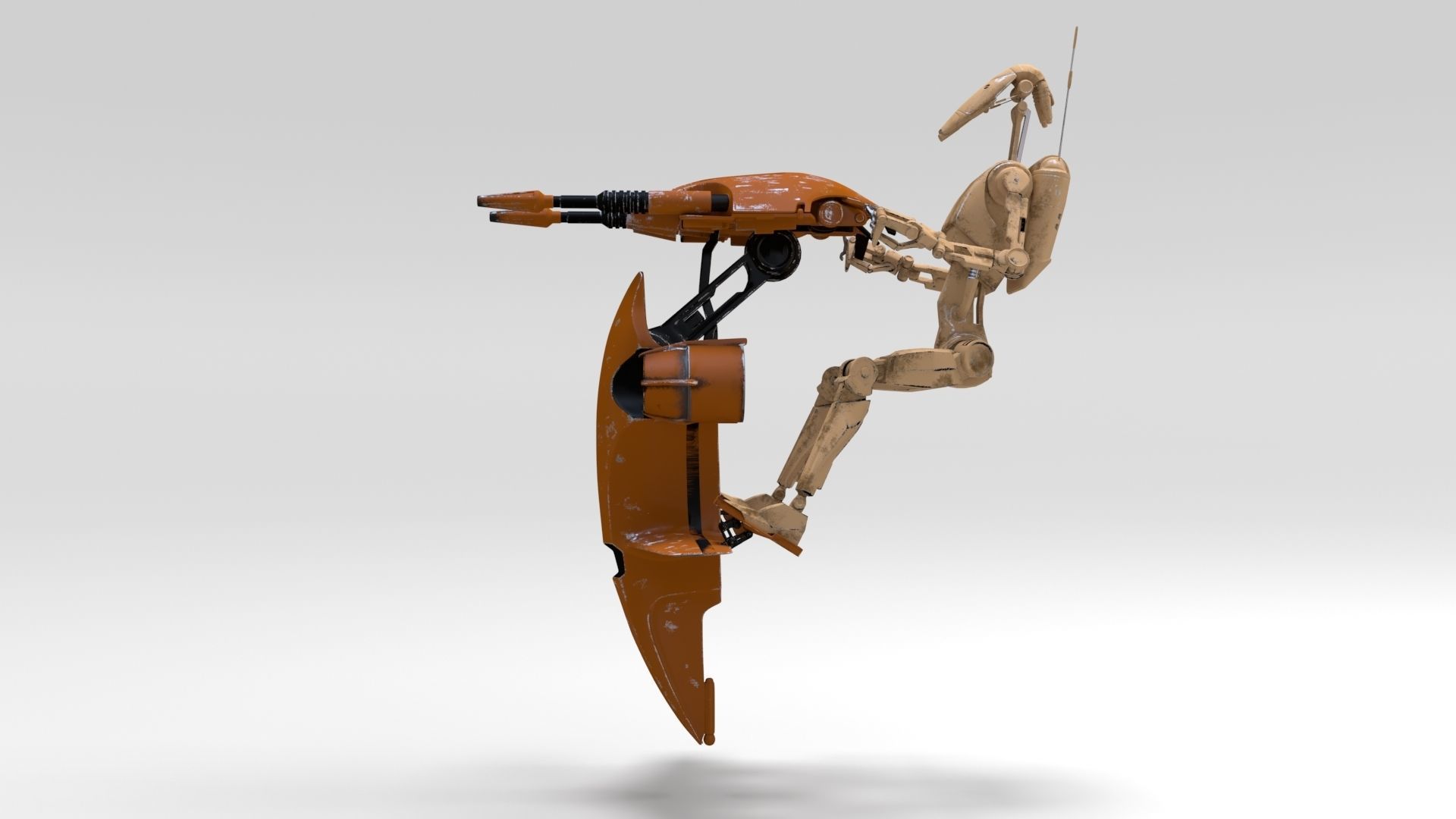 Star Wars - Battle Droid with STAP 3D model_4