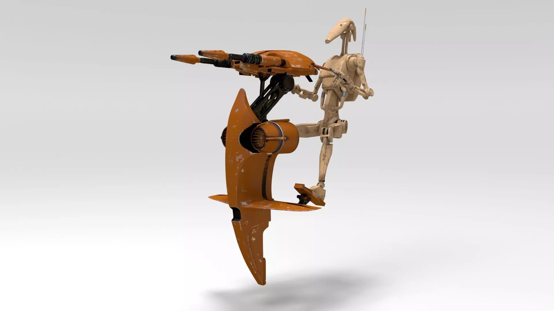 Star Wars - Battle Droid with STAP 3D model_0