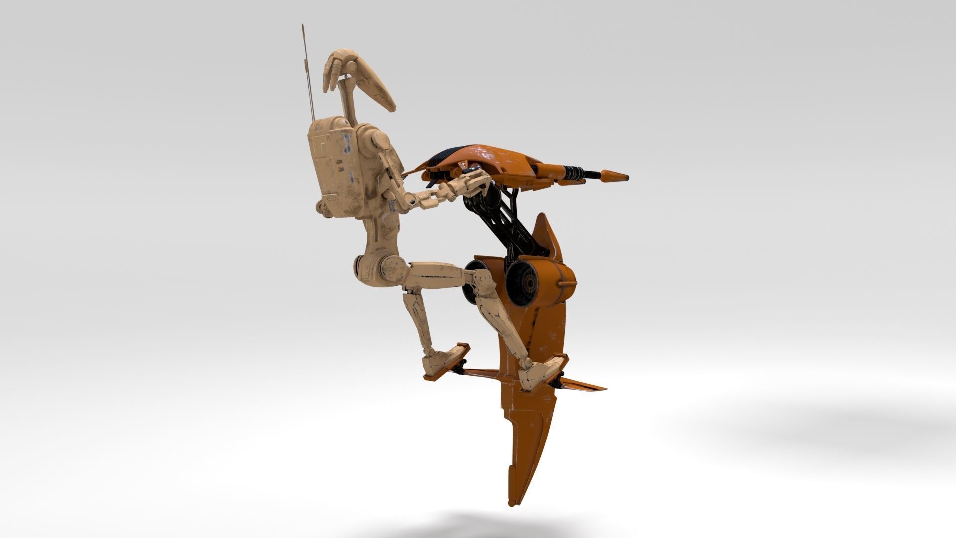 Star Wars - Battle Droid with STAP 3D model_1