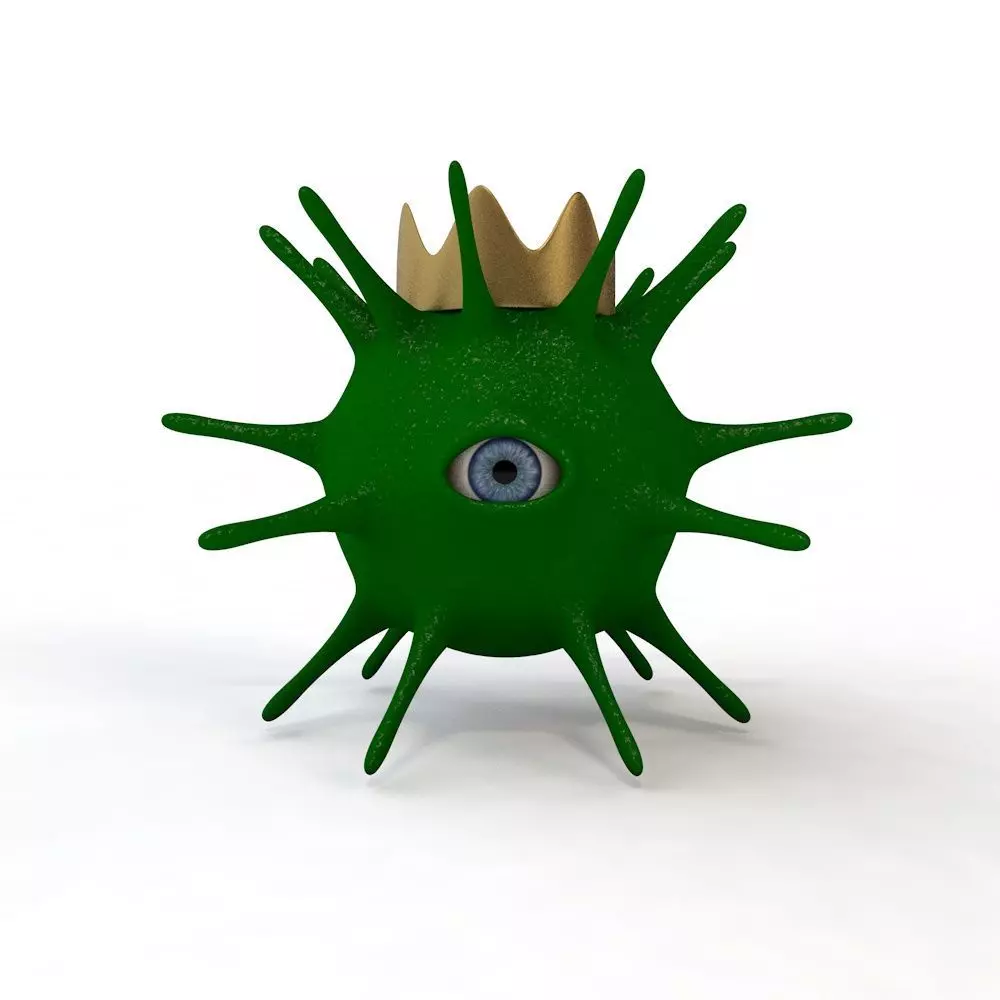 3D model of a one-eyed coronavirus 3D model