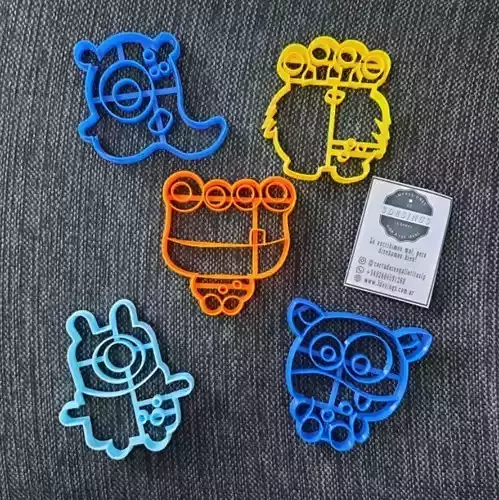 Monsters Pack x5 Cookie Cutter 3D print model