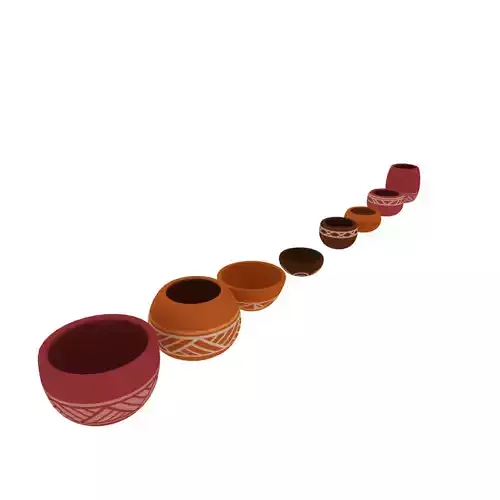 Bowls clay pots 3D model