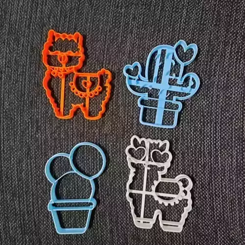 Llamas and Cactus Cookie Cutter 3D print model