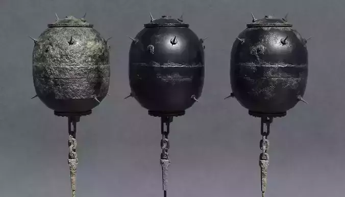 Mk 17 naval mine Low Poly PBR  Low-poly 3D model