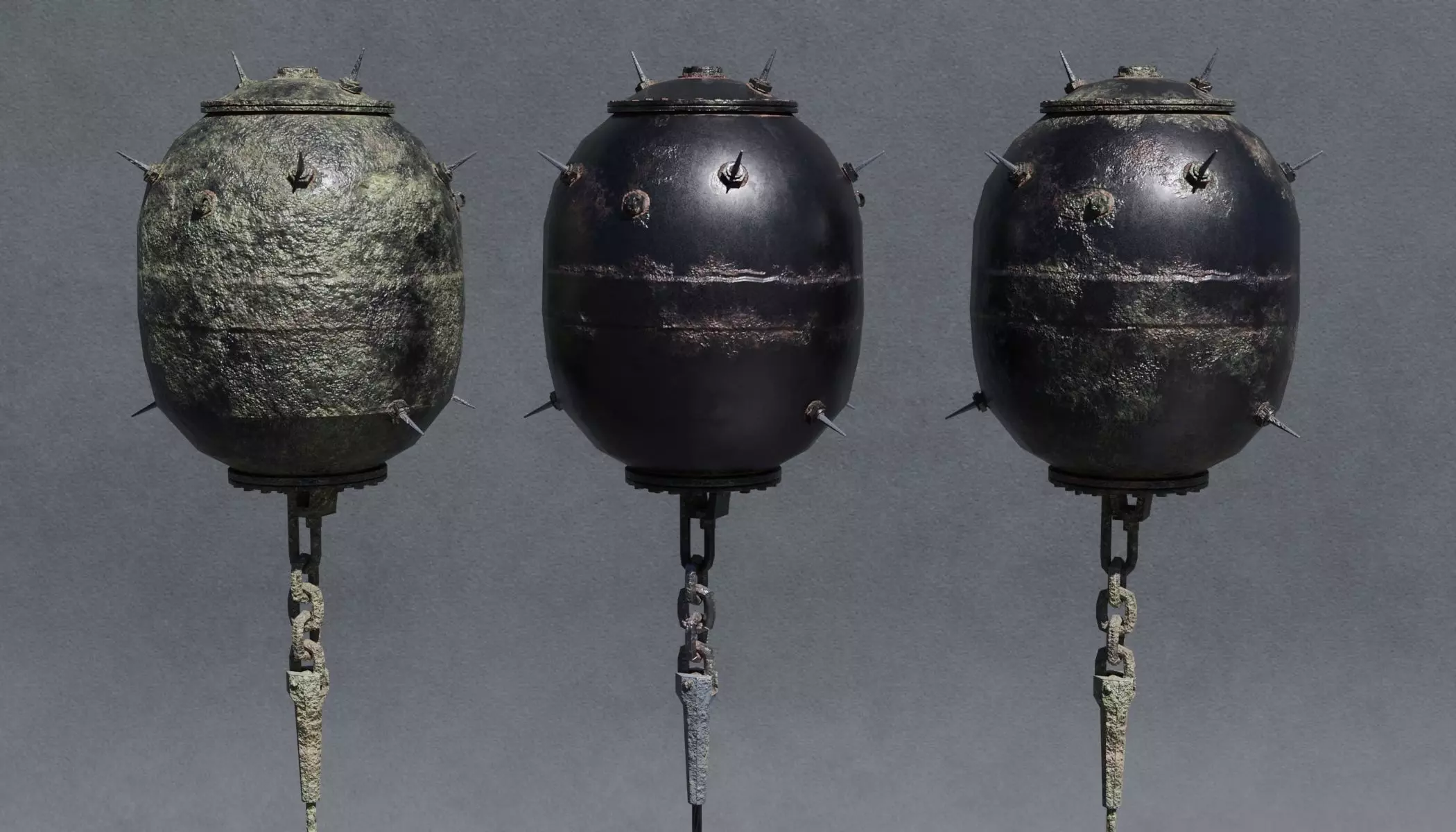 Mk 17 naval mine Low Poly PBR  Low-poly 3D model_0